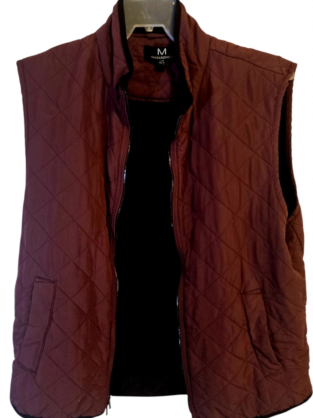 Magaschoni Quilted Wine-Red Sleeveless Vest